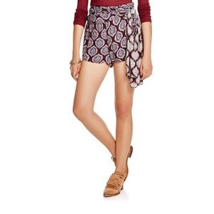 Free People Shorts - Eggplant Shirred Bow Waist